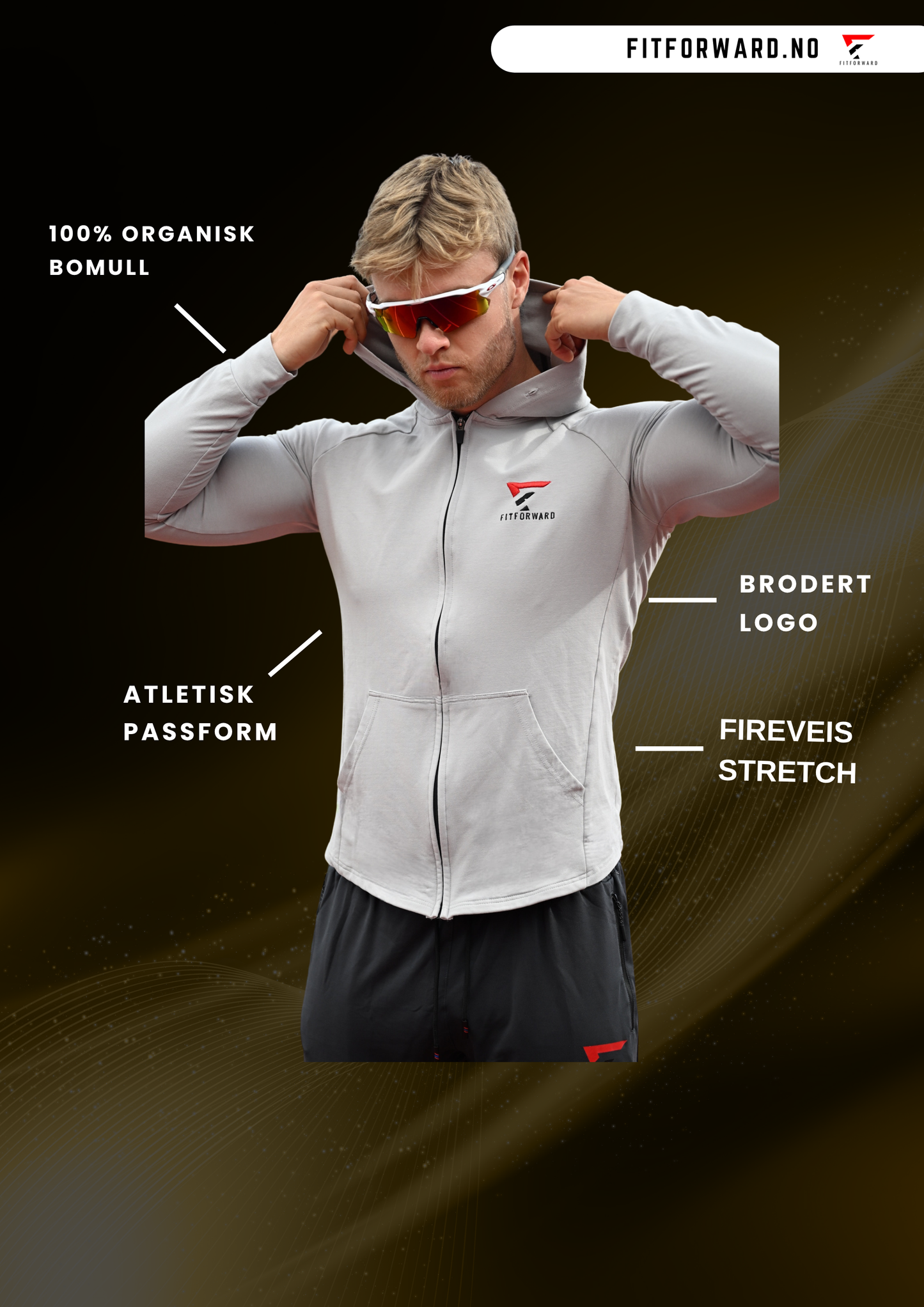 FITFORWARD GREY ZIP HOODIE